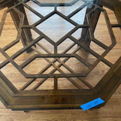 Lot 44 - Octagonal Oriental Glass Top Dining Room Table