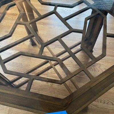 Lot 44 - Octagonal Oriental Glass Top Dining Room Table