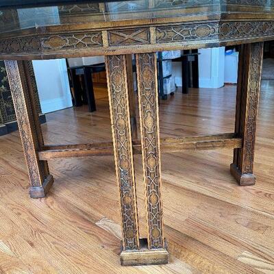 Lot 44 - Octagonal Oriental Glass Top Dining Room Table
