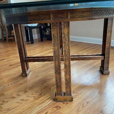 Lot 44 - Octagonal Oriental Glass Top Dining Room Table