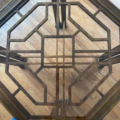 Lot 44 - Octagonal Oriental Glass Top Dining Room Table