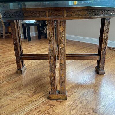 Lot 44 - Octagonal Oriental Glass Top Dining Room Table