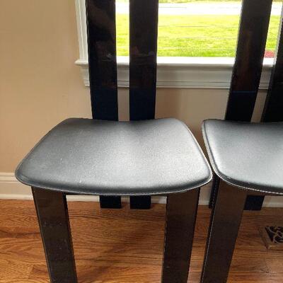Lot 46 - 4 Black Vinyl and Laquer Dining Chairs