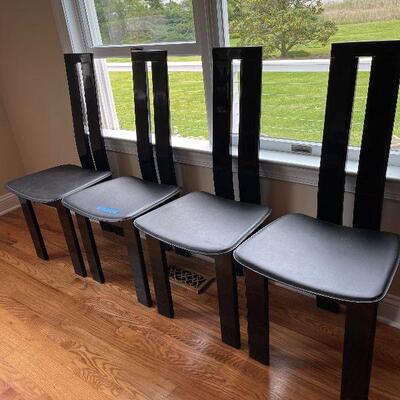 Lot 46 - 4 Black Vinyl and Laquer Dining Chairs