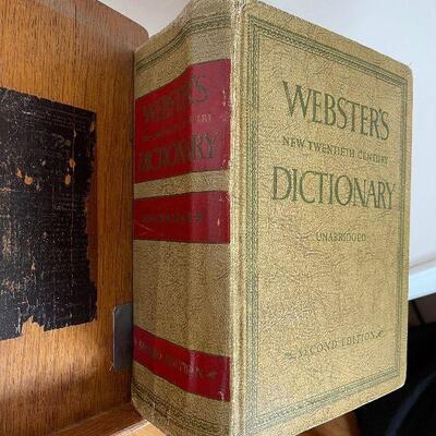 Lot 47 - Vintage Dictionary on Stand with Accent Wall Mirror