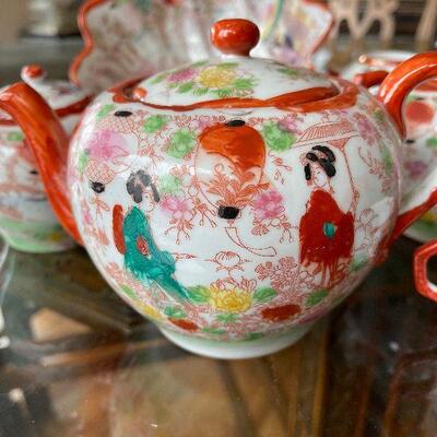 Lot 51 - Hand Painted Japanese Tea Set and Bowl