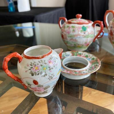 Lot 51 - Hand Painted Japanese Tea Set and Bowl