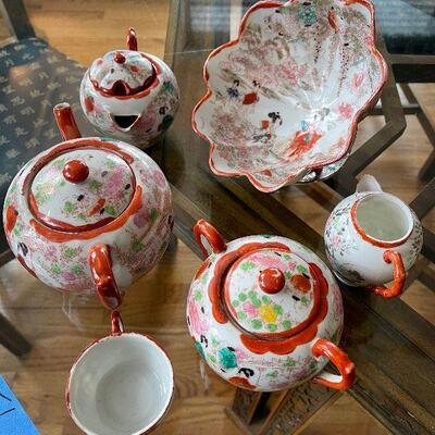 Lot 51 - Hand Painted Japanese Tea Set and Bowl