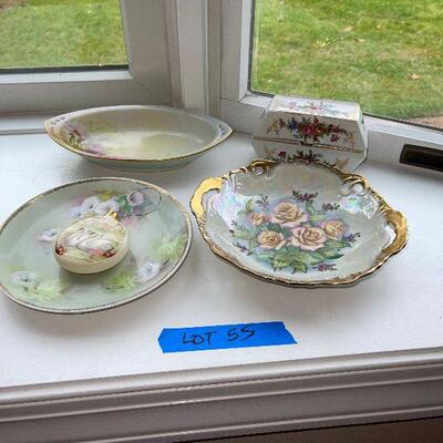 Lot 55 - Vintage Hand Painted Porcelain Boxes and Bowls