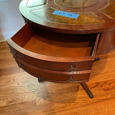 Lot 76 - Vintage Drum Table and Faux Plant