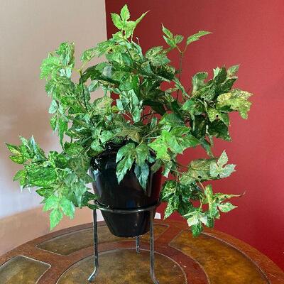 Lot 76 - Vintage Drum Table and Faux Plant