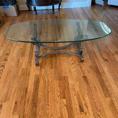 Lot 77 - Glass Top Oval Coffee Table