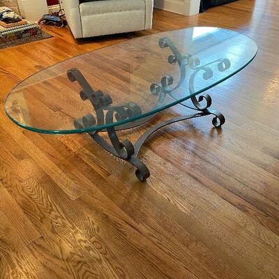 Lot 77 - Glass Top Oval Coffee Table