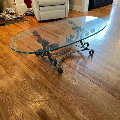 Lot 77 - Glass Top Oval Coffee Table