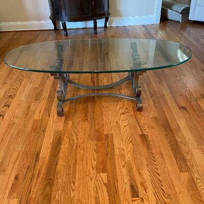 Lot 77 - Glass Top Oval Coffee Table