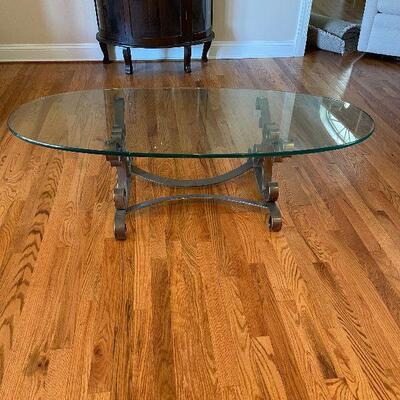 Lot 77 - Glass Top Oval Coffee Table