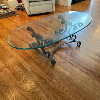 Lot 77 - Glass Top Oval Coffee Table