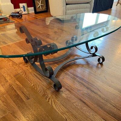 Lot 77 - Glass Top Oval Coffee Table