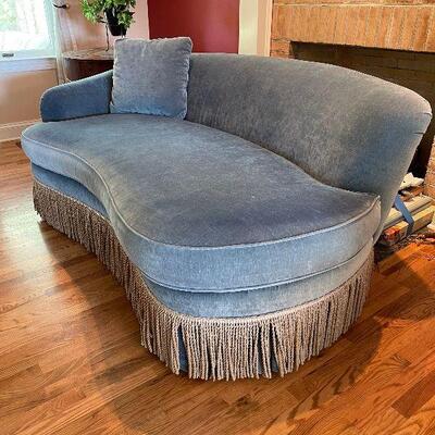 Lot 78 - Blue Velvet Sofa