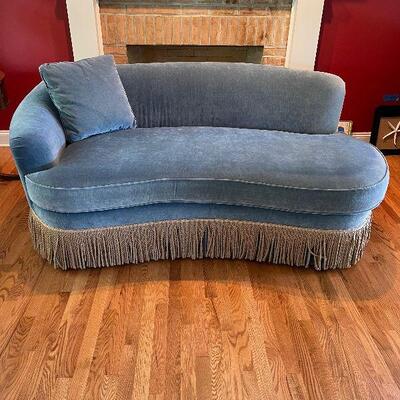 Lot 78 - Blue Velvet Sofa