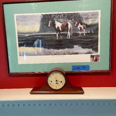 Lot 79 - Seth Thomas Mantel Clock and Wall Art