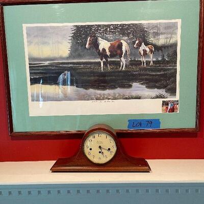 Lot 79 - Seth Thomas Mantel Clock and Wall Art