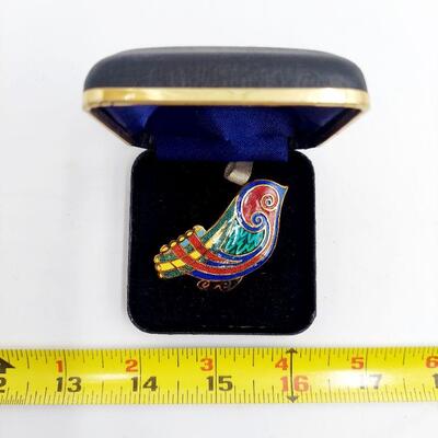 GOLD TONED COLORFUL BIRD PIN BY TARAWARE OF DUBLIN