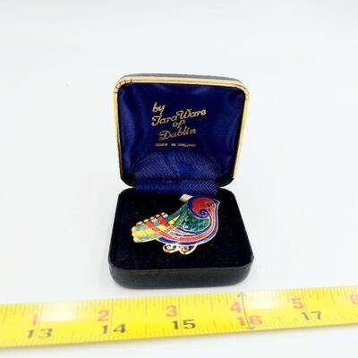 GOLD TONED COLORFUL BIRD PIN BY TARAWARE OF DUBLIN