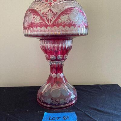 Lot 81 - Vintage Red Cut to Clear Glass Lamp