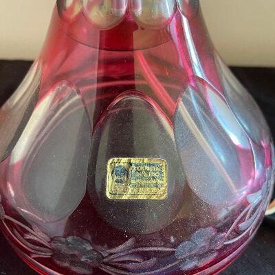 Lot 81 - Vintage Red Cut to Clear Glass Lamp