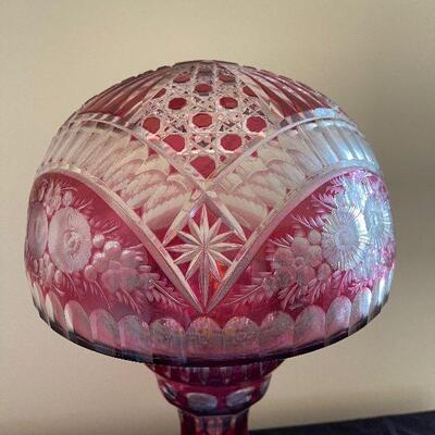 Lot 81 - Vintage Red Cut to Clear Glass Lamp