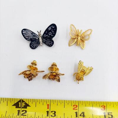 FLOWERS & BUTTERFLY BROOCH/ PIN BUNDLE 