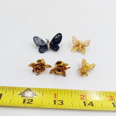 FLOWERS & BUTTERFLY BROOCH/ PIN BUNDLE 