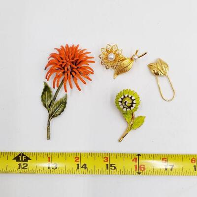 FLOWER BROOCH & PIN BUNDLE - 4 