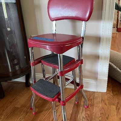 Lot 92 - Vintage Red Step Stool Seat