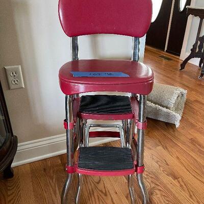 Lot 92 - Vintage Red Step Stool Seat