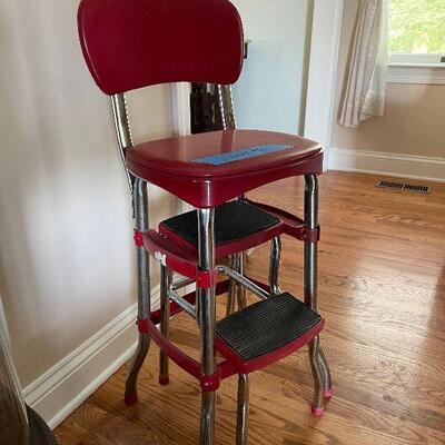 Lot 92 - Vintage Red Step Stool Seat