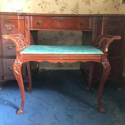 Lot 153MB: Antique Beautifully Carved Vanity & Bench