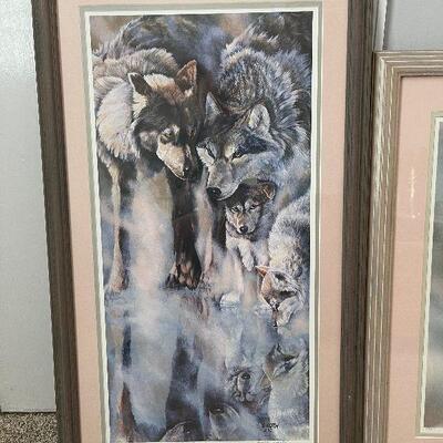 Lot 97 - Set of 2 Framed Pictures of Wolves 