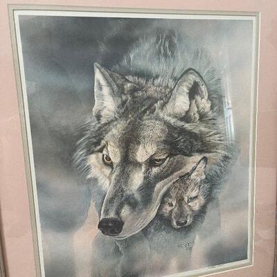 Lot 97 - Set of 2 Framed Pictures of Wolves 