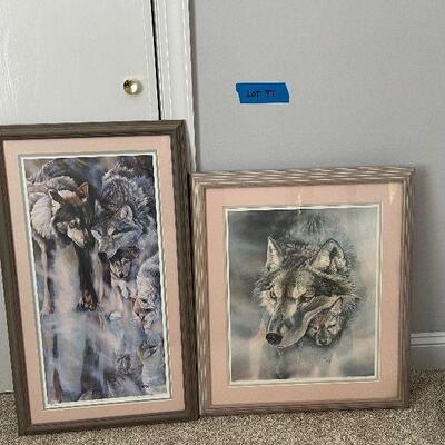 Lot 97 - Set of 2 Framed Pictures of Wolves 