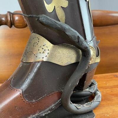 Lot 98 -Limited Edition Metal Cowboy Boot with Snake Garden Sculpture