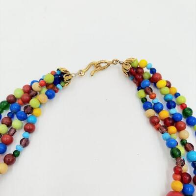 COLORFUL GLASS STONE BEADED NECKLACE 