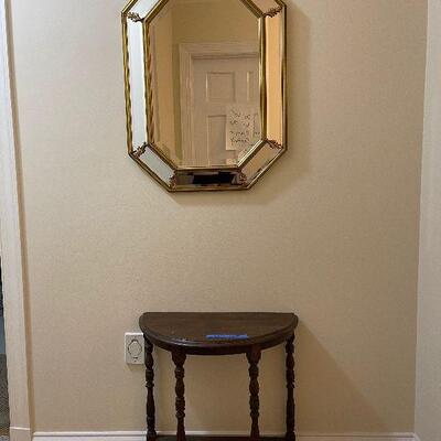 Lot 109 - Vintage Demilune Table With Mirror