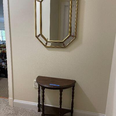 Lot 109 - Vintage Demilune Table With Mirror