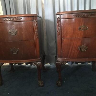 Lot  154MB: Antique Nightstands w/ Carved Accents