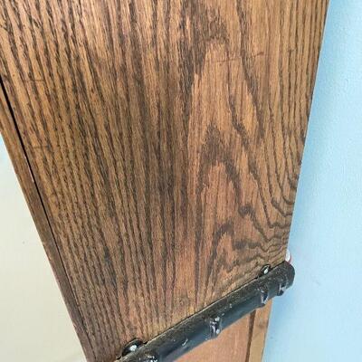 Lot 118 - Vintage Hoosier 2 Piece Oak Cabinet with Enamel Top