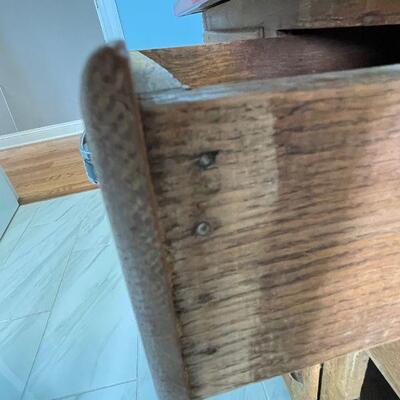 Lot 118 - Vintage Hoosier 2 Piece Oak Cabinet with Enamel Top