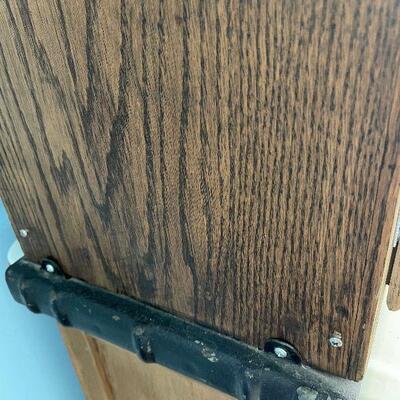 Lot 118 - Vintage Hoosier 2 Piece Oak Cabinet with Enamel Top