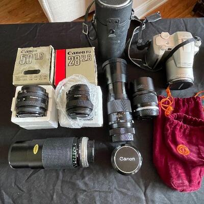 Lot 122 - Assorted Camera Lenses and Olympus Camera